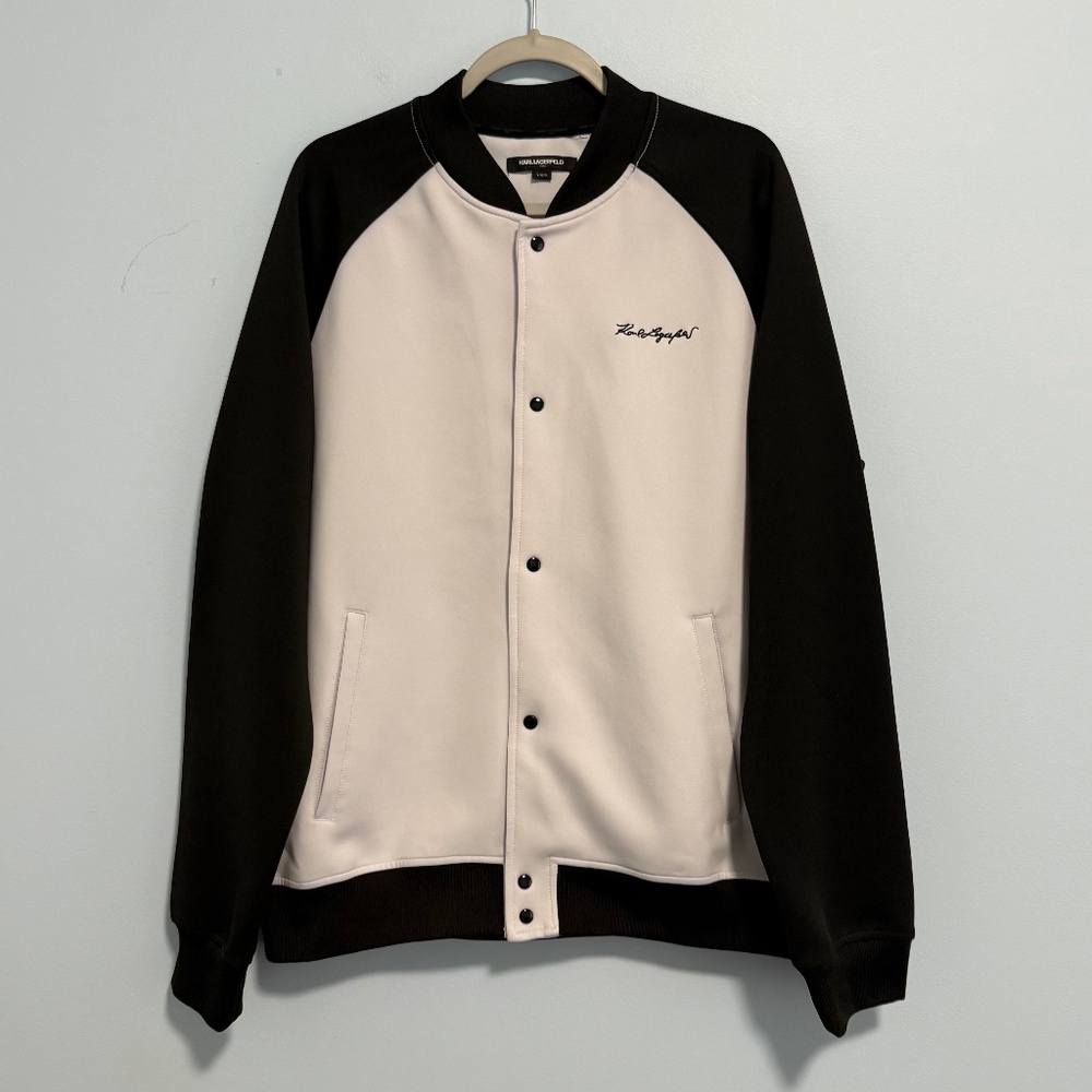 Karl Lagerfeld Paris Men's Colorblock Scuba Bomber Track Jacket Size L‎